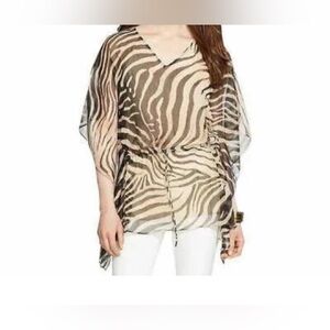 LAUREN RALPH LAUREN Petite Women’s Animal Zebra Print Sheer Blouse & Cami NWT PL